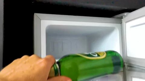 Chang Beer Bottle On Freezer Shelf In Thai Kitchen Thailand. Stock Footage 341838800