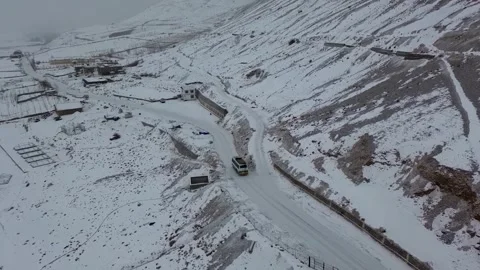 Chang La is one of the highest mountain passes. Ladakh (Aerial view) Stock Footage 302575302