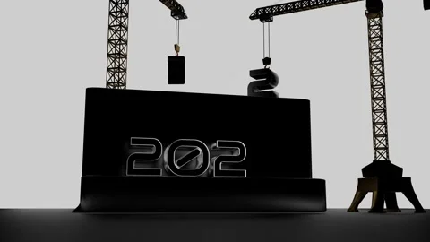 Change from 2021 to 2022. cranes replace the year numbers. new year concept. bla Stock Footage 159675969