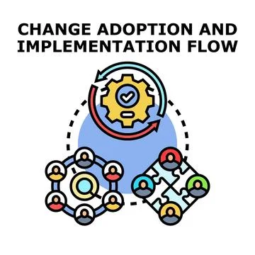 Change adoption and implementation flow for team integration Illustrazione stock