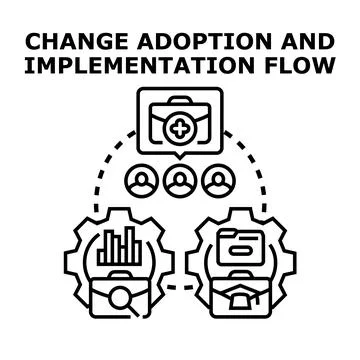 Change adoption implementation flow process diagram Stock Illustration