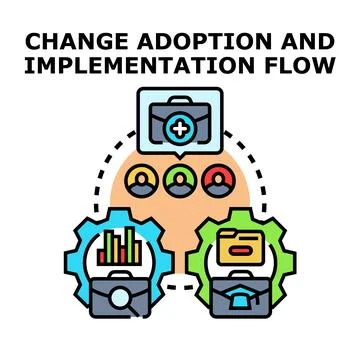 Change adoption implementation flow process diagram Stock Illustration