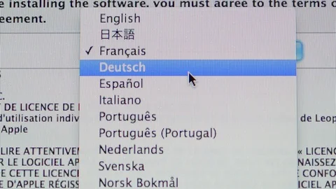 Change agreement driver languages Apple MacOS on iMac computers Stock Footage 107783447