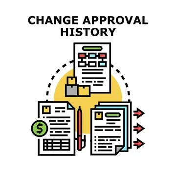 Change approval history concept with documents and process Stock Illustration