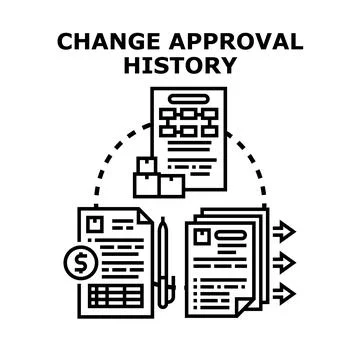 Change approval history concept with documents and process Stock Illustration