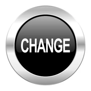 Change black circle glossy chrome icon isolated. イラスト素材