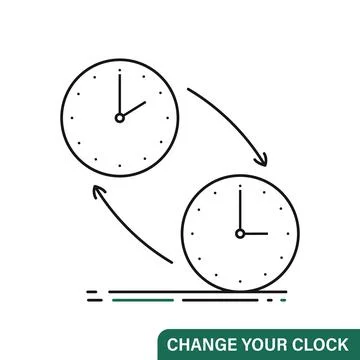 Change clock icon. Turning to winter or summer time. Stock Illustration