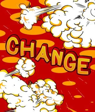 Change. Comic book word text on abstract comics background. Retro pop art sty Illustrazione stock