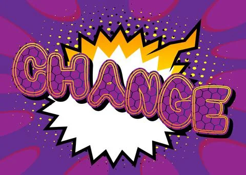 Change. Comic book word text on abstract comics background. Retro pop art sty イラスト素材