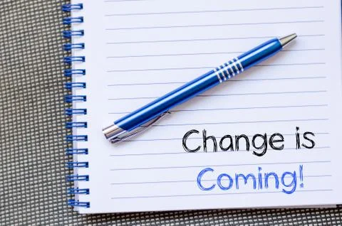 Change is coming write on notebook Foto stock