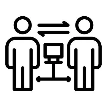 Change computer work icon outline vector. Video conference 스톡 일러스트