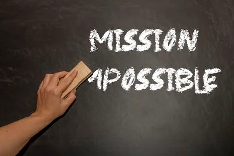 Change concept. Changing the word impossible to possible with a eraser 스톡 사진