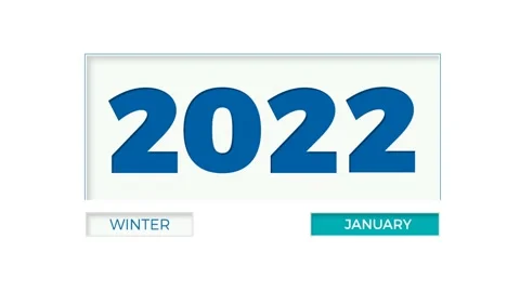 Change date from 2021 to 2022 on white background with months and seasons. An Stock Footage 167546018