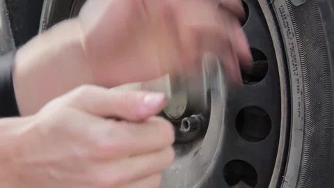 Change a flat car tire Stock Footage 90814327