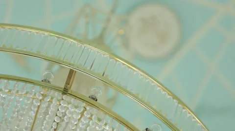 Change of focus pattern on mosque chandeliers Stock Footage 36537524