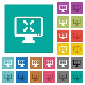 Change to fullscreen view square flat multi colored icons Illustrazione stock