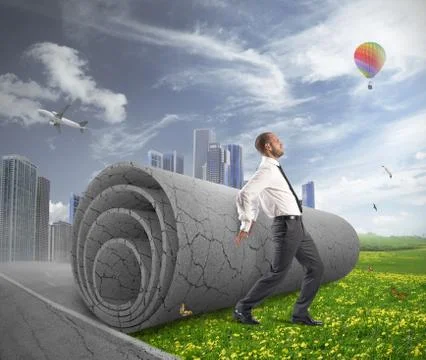 Change gray of pollution with green field Stock-Illustration
