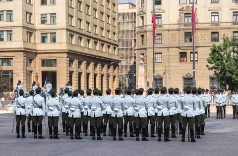 Change of guard at Palacio de la Moneda in Santiago de Chile Stock Photos