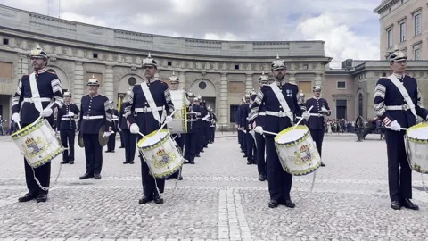 Change of the guards in front of the royal palace Stock Footage 294052980