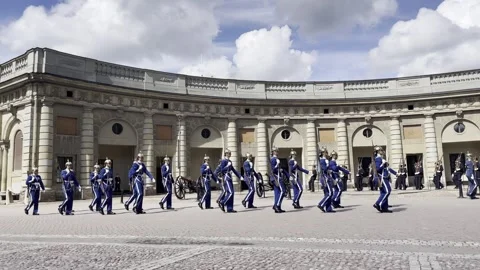 Change of the guards in front of the royal palace Stock Footage 294055485