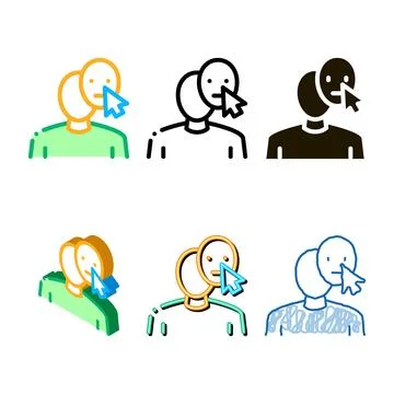 Change human face icon vector outline diversity Stock Illustration