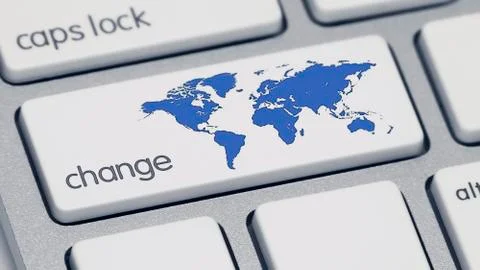 Change Keyboard Button Blue World Icon 库存插图