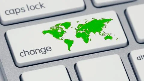 Change Keyboard Button Green World icon 库存插图