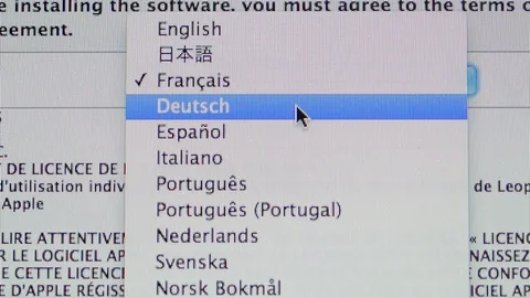 Change language of terms of agreement Apple MacOS on iMac computers Stock Footage 107783440