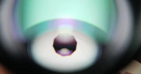 Change in lens aperture size Stock Footage 93836112