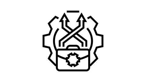 Change management business process line icon animation Video stock 326127616