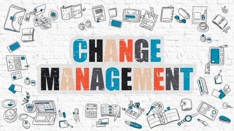 Change Management Concept with Doodle Design Icons Stock Illustration