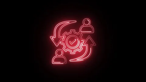Change Management Isolated on Black Background Neon Business Strategy Animati Stock Footage 328105702