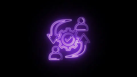 Change Management Isolated on Black Background Neon Business Strategy Animati Stock Footage 328105706