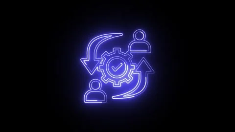 Change Management Isolated on Black Background Neon Business Strategy Animati Stock Footage 328105713