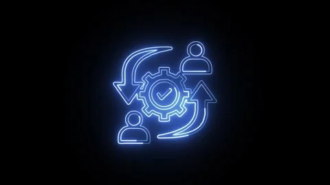 Change Management Isolated on Black Background Neon Business Strategy Animati Stock Footage 328105723