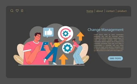 Change Management in IT project management. Visualizes the adaptation process Stock Illustration
