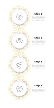 Change management round vertical timeline infographic 4 steps Stock Illustration