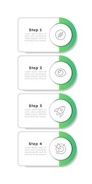 Change management rounded green vertical infographic 4 steps Stock Illustration