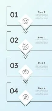 Change management tiles vertical timeline infographic 4 steps Stock Illustration