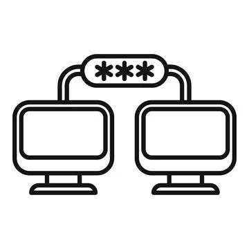 Change network password icon outline vector. Dual process Stock Illustration