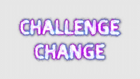 Change or challenge  neon effects, text animation on transparent background Stock Footage 303340470