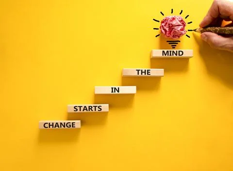 Change starts in the mind symbol. Concept words Change starts in the mind on  Stock Photos