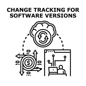 Change tracking for software versions development process Illustrazione stock