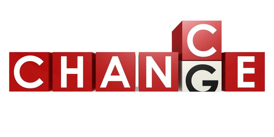 Change transform into chance word Stock Illustration