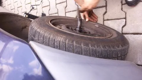 Change of tyres Stock Photos