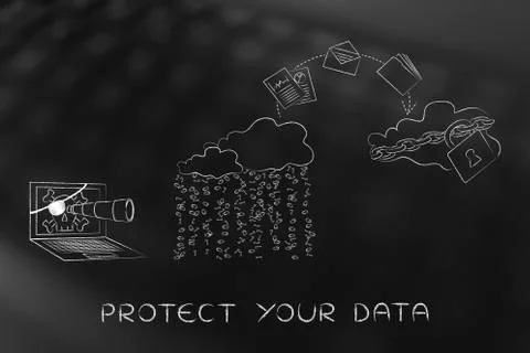 Change from unsafe to secured cloud computing service 스톡 일러스트