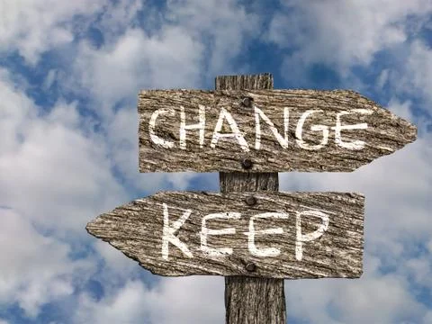 Change vs. Keep Old Wood Signpost Stock Illustration