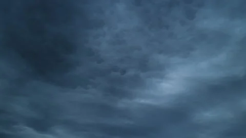 Change Of Weather. Thunderous Clouds. Dramatic Dark Gray Thunderclouds. Moving Stock Footage 262956308