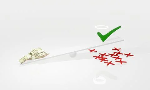 Change wrong to correct by money. corruption concept. Justice Scales with mon Stock Illustration