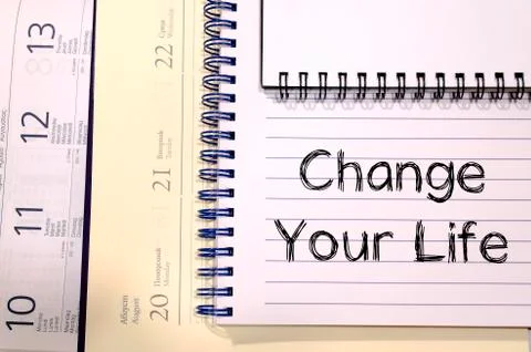 Change your life write on notebook Stock Photos
